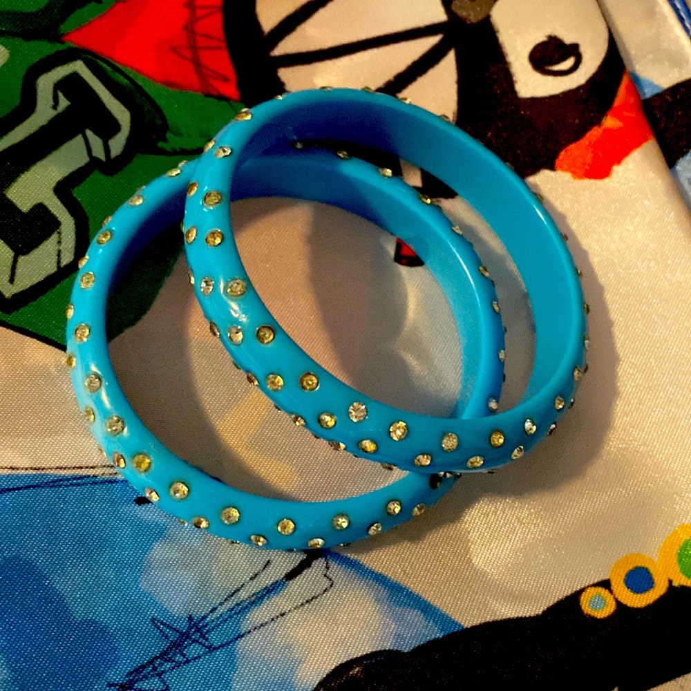 Vintage /Set of two bright blue plastic bracelets